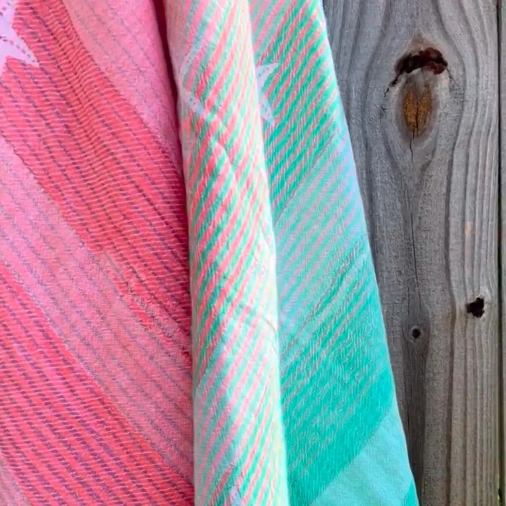 Star Fish Florida Rainbows Woven 2 Side Rainbow Scarf Wrap Blanket Towel NEW